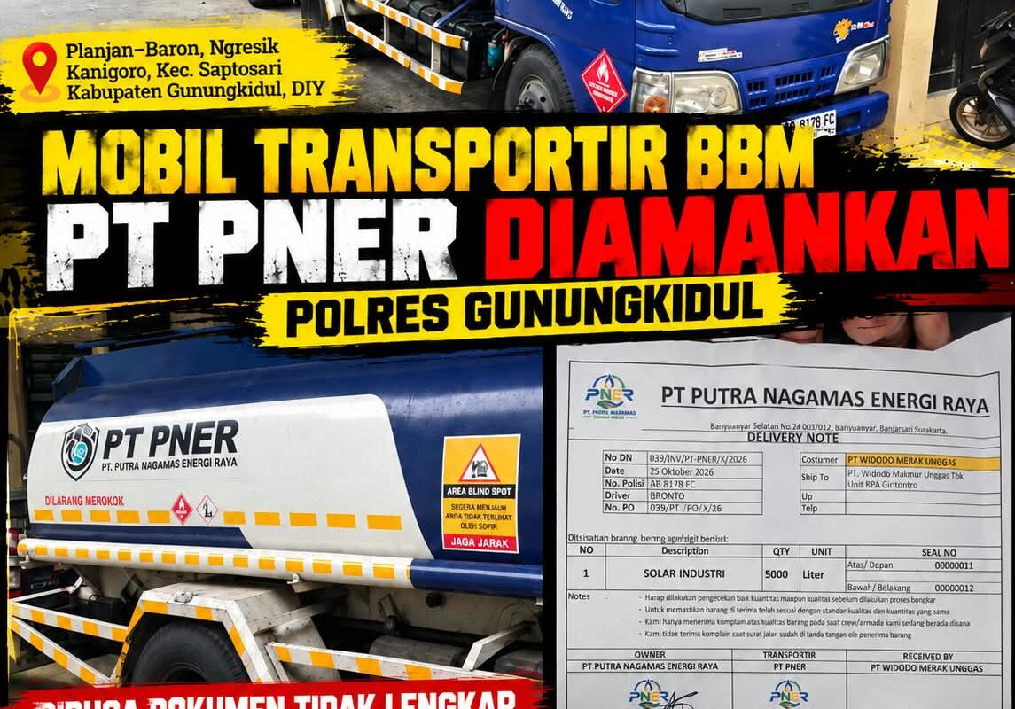 Diduga Dokumen Tak Lengkap, Mobil Transportir BBM PT PNER Diamankan Polres Gunungkidul